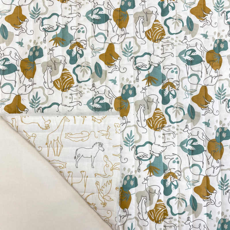 Printed Quilted Cotton SAMON 1B / MASSOA 1B Camel / White